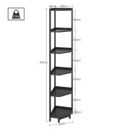 Corner Shelf Stand, Corner Bookshelf, Storage Standing Shelf Unit with Metal Frame, Corner Bookcase for Home Office