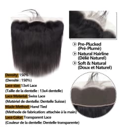 Human Hair Frontal 13x4 Lace Frontal Only Straight Brazilian Natural Human Hair Transparent Lace Human Hair Swiss Lace Front