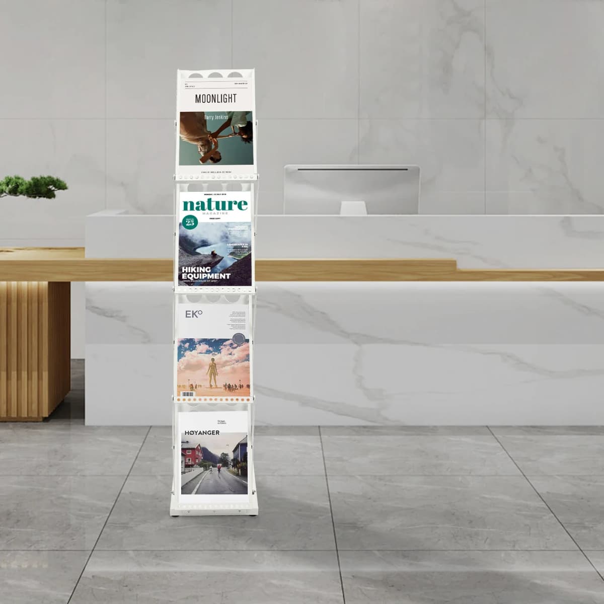 Literature Display Stand Foldable Magazine Rack Catalogue Rack with 4 Pockets for Exhibition and Trade Show