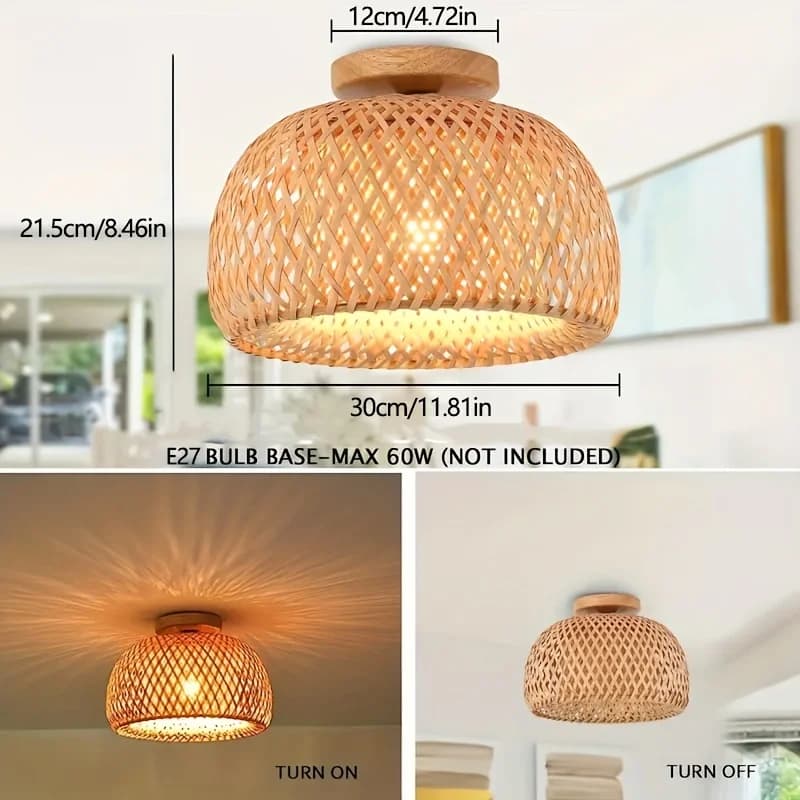 Handcrafted Bamboo Vine Chandelier | Tropical Style CE 220V E27 Base | Indoor Outdoor Home Decor