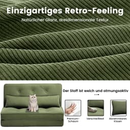 COMHOMA Sofa Couch Sleeping Couch Small Bed 2ER Mini Bed Sofa 6-Step Adjustable Backrest, living room, Bedroom
