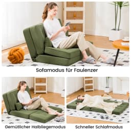 COMHOMA Sofa Couch Sleeping Couch Small Bed 2ER Mini Bed Sofa 6-Step Adjustable Backrest, living room, Bedroom