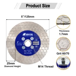 SHDIATOOL 2Pcs Dia125mm Diamond Cutting Disc With M14 Flange Double Side Saw Blade Porcelain Marble Ceramic Tile Grinding Cutter