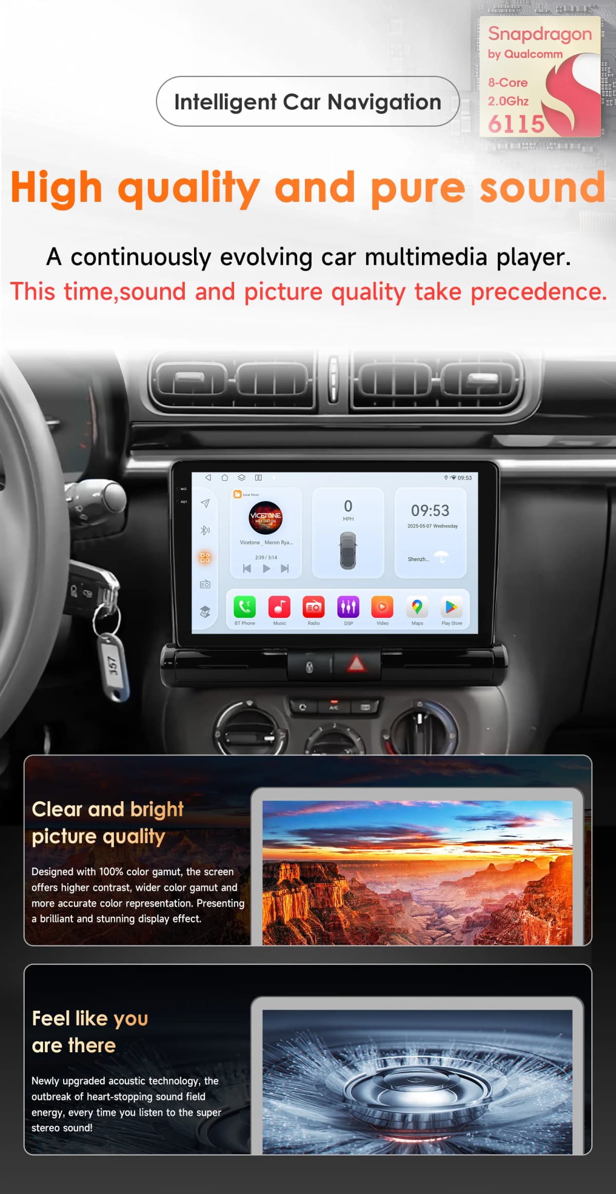 4G Wireless Carplay Android Auto radio For Citroen C3 C4 aircross 2017-2023 multimedia player Car GPS Stereo Audo 2din 360°Cam