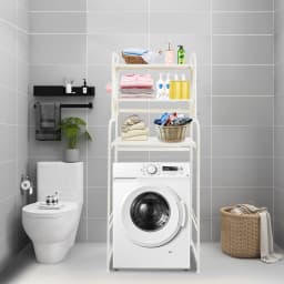 Adjustable Laundry Room Shelf Rust-Resistant Expandable Dryer Storage Rack Laundry Room Storage for Balconies/Bathrooms/Kitchens