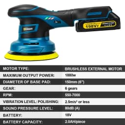 Gisam Brushelss Car Polisher 6 Gears Cordless Electric Polishing Machine Metal Waxing Wood Grinding For Maktita 18v Battery Pin