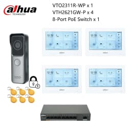 Dahua Multi-Language IP Video Intercom KIT,VTO2311R-WP & VTH2621GW-P & PoE switch,support phone app, RFID Card Unlock