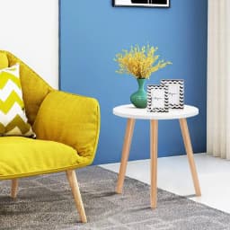 Coffee Table Side Table Dining Table Kitchen Table Bedside Table Wood White for Living Room Bedroom and Balcony 40 x 40 x 48 cm