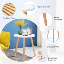 Coffee Table Side Table Dining Table Kitchen Table Bedside Table Wood White for Living Room Bedroom and Balcony 40 x 40 x 48 cm