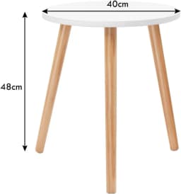 Coffee Table Side Table Dining Table Kitchen Table Bedside Table Wood White for Living Room Bedroom and Balcony 40 x 40 x 48 cm