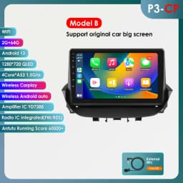Hizpo Android Car Radio Multimedia Video Player for Renault Laguna 2 2001-2007 2 Din GPS Navigation Stereo Carplay 8 Core 8+128G