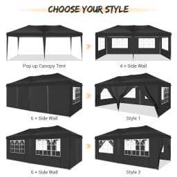 3x6m Canopy Folding Gazebo Pop Up Party Tent With 6 Sidewalls For Wedding Backyard Outdoor Commercial Canopy Event Tent ﻿