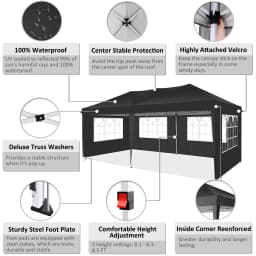 3x6m Canopy Folding Gazebo Pop Up Party Tent With 6 Sidewalls For Wedding Backyard Outdoor Commercial Canopy Event Tent ﻿