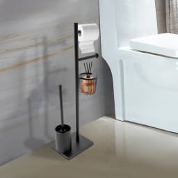 Waterproof Toilet Paper Holder In Black Multi-Function Toilet Paper Holder with Toilet Brush for Home Bathrooms/Guest Rooms