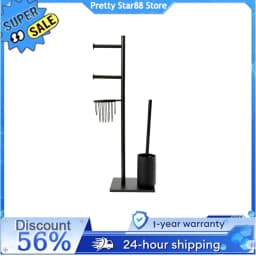 Waterproof Toilet Paper Holder In Black Multi-Function Toilet Paper Holder with Toilet Brush for Home Bathrooms/Guest Rooms