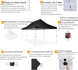3x6m Folding Gazebo Waterproof Stable,Party Tent with 6 Sidewalls,Outdoor Pop Up Garden Gazebo for Parties, Markets, UV 50+
