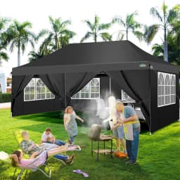 3x6m Folding Gazebo Waterproof Stable,Party Tent with 6 Sidewalls,Outdoor Pop Up Garden Gazebo for Parties, Markets, UV 50+