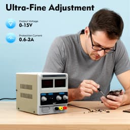 Adjustable DC Power Supply 0-15V 0.6-2A Precision Voltage & Current Stabilizer w/Knob Control For Electronics Repair Testing