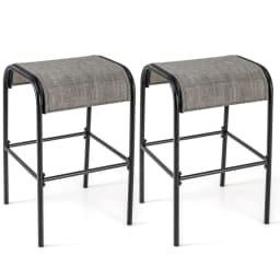 Set of 2 Outdoor Bar Stools, Bar Chairs with Curved Fabric Seat, Counter Stools up to 180 kg,Backless Bistro Stools for Balcony