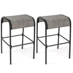 Set of 2 Outdoor Bar Stools, Bar Chairs with Curved Fabric Seat, Counter Stools up to 180 kg,Backless Bistro Stools for Balcony