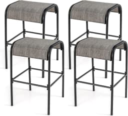 Set of 2 Outdoor Bar Stools, Bar Chairs with Curved Fabric Seat, Counter Stools up to 180 kg,Backless Bistro Stools for Balcony