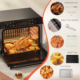 Karinear 36L Air Fryer Oven, 1800W Stainless Steel Airfryer Oven 10 in 1 Countertop,Double-layered Glass Door,Full Accessory Set