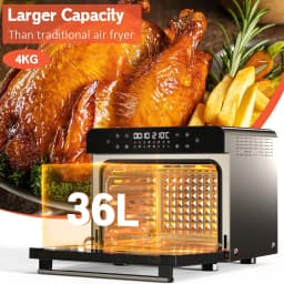 Karinear 36L Air Fryer Oven, 1800W Stainless Steel Airfryer Oven 10 in 1 Countertop,Double-layered Glass Door,Full Accessory Set