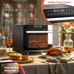 Karinear 36L Air Fryer Oven, 1800W Stainless Steel Airfryer Oven 10 in 1 Countertop,Double-layered Glass Door,Full Accessory Set