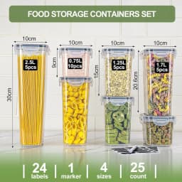25pcs Airtight Kitchen Grain Storage Organizer Food Jars Household Large Tank Plastic Moisture-resistant Storage Box Spice Jars