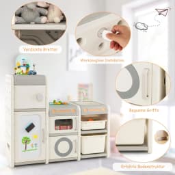 Children's Shelf with Boxes, Children's Room Shelf with 4 Cabinets, Bookcase for Children, Toy Shelf for Toy Storage (Dreamer)