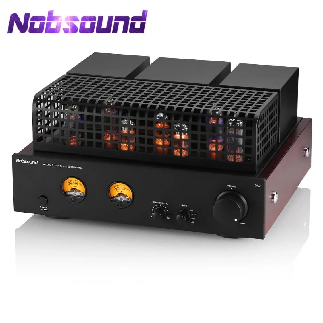 Nobsound DA7 HiFi Bluetooth Tube Amplifier Stereo Audio Amp w/ VU Meters USB DAC