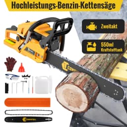 20in 58cc Petrol Chainsaw, 2.55KW 11500PRM Powerful Gasoline 2 Stroke Engine Gas Powered Chainsaws with 550ML Capacity Fuel Tank