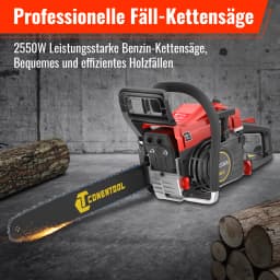 20in 58cc Petrol Chainsaw, 2.55KW 11500PRM Powerful Gasoline 2 Stroke Engine Gas Powered Chainsaws with 550ML Capacity Fuel Tank
