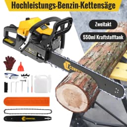 20in 58cc Petrol Chainsaw, 2.55KW 11500PRM Powerful Gasoline 2 Stroke Engine Gas Powered Chainsaws with 550ML Capacity Fuel Tank