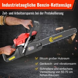 20in 58cc Petrol Chainsaw, 2.55KW 11500PRM Powerful Gasoline 2 Stroke Engine Gas Powered Chainsaws with 550ML Capacity Fuel Tank