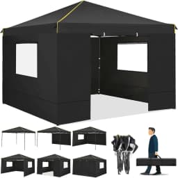 3x3m Folding Gazebo Waterproof Gazebo Party Tent With 4 Side Wall Pop Up Garden Awning Anti-UV For Outdoor Garden Courtyard Tent
