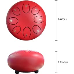 Steel Tongue Drum 6 Inch 8 Note Percussion Instrument, Outdoor Rain Drum - Musician Gift for Family and Friends (Red)