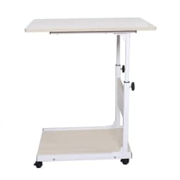 Modern Simple Laptop Table Height Adjustable Living Room Bedroom Laptop Overbed Mobile Bedside Table White with 4-wheels