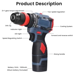 16.8V Cordless Electric Screwdriver Drill Brushless Motor 45Nm Torque Stepless Speed Regulation Handheld Lithium Driver Drill