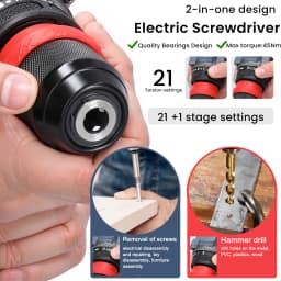 16.8V Cordless Electric Screwdriver Drill Brushless Motor 45Nm Torque Stepless Speed Regulation Handheld Lithium Driver Drill