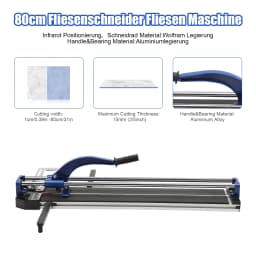 Manual Tile Cutter 800 Mm Damp Carriage Cut Manual Carriage Cut Maximum Cutting Thickness 15 Mm for Tiling and Renovation