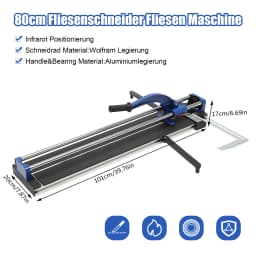 Manual Tile Cutter 800 Mm Damp Carriage Cut Manual Carriage Cut Maximum Cutting Thickness 15 Mm for Tiling and Renovation