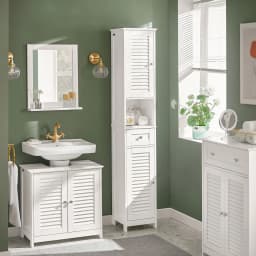 Sobuy Frg236 Bathroom Tall Cabinet Bath Shelf Bathroom Storage Unit Bathroom Furniture with 1 Open Compartment, 1 Drawer and Doors