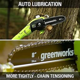 Greenworks 24V 2-in-1 Polesaw and Hedge Trimmer with Shoulder Strap 8inch Polesaw and 51cm Trimmer with 2Ah Battery and Charger