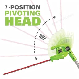 Greenworks 24V 2-in-1 Polesaw and Hedge Trimmer with Shoulder Strap 8inch Polesaw and 51cm Trimmer with 2Ah Battery and Charger