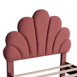 Rosahqnda Children bed Single bed Upholstery bed 90x200cm Floral Headboard and Slatted Slatt Fabric girls bed Without Mattress