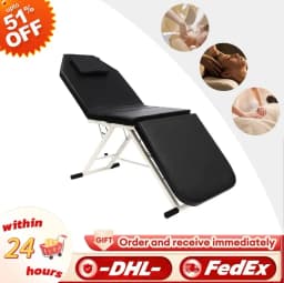 3 Fold Massage Chair 48.5lbs Folding Massage Table Salon Tattoo Beauty Therapy Eyelash Couch Bed Black