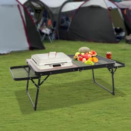 Portable Camping Table Foldable Aluminum Alloy Multifunctional Table for Outdoor Picnic BBQ Travel, Height Adjustable, Load 30kg