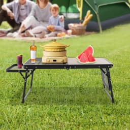 Portable Camping Table Foldable Aluminum Alloy Multifunctional Table for Outdoor Picnic BBQ Travel, Height Adjustable, Load 30kg