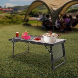 Portable Camping Table Foldable Aluminum Alloy Multifunctional Table for Outdoor Picnic BBQ Travel, Height Adjustable, Load 30kg